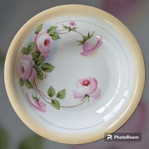 Royal Munich Bowl ZS & Co Bavaria Hand Painted Pink Rose Plate Gold Trim Signed